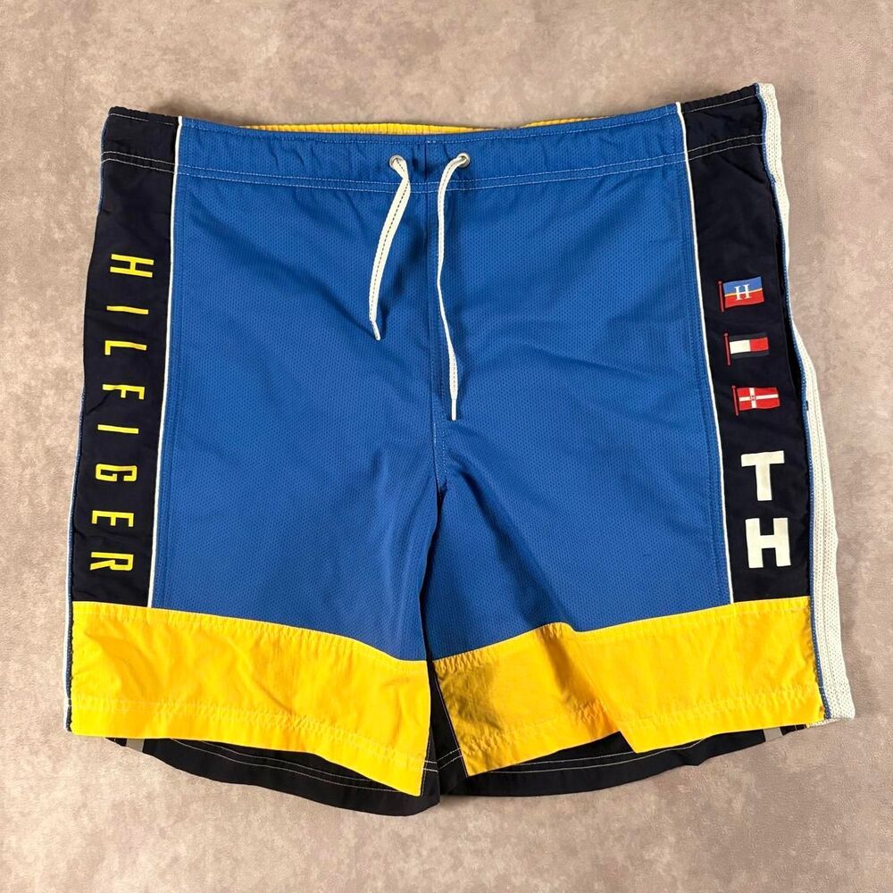 vintage tommy hilfiger flag swimming trunks